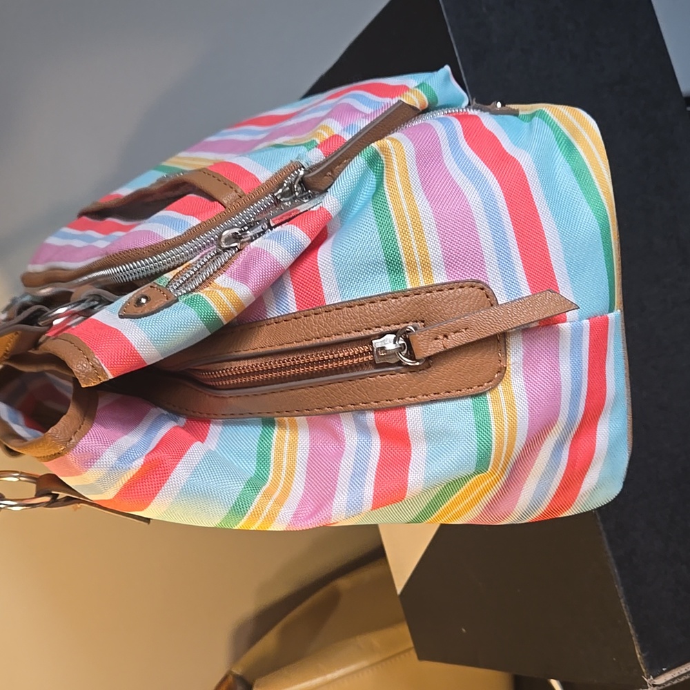 Brand  New Lily Bloom Striped "The Maggie Satchel" NEW Retail 75 - Picture 2 of 6